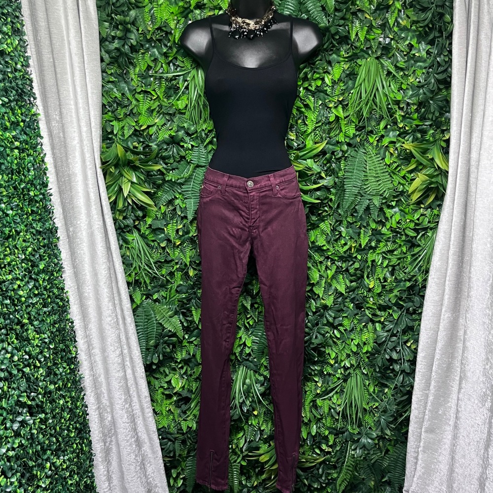 Hudson Jeans Size 29 Burgundy Juliette Refine Super Skinny Zipper Ankle 3436 - Picture 9 of 12